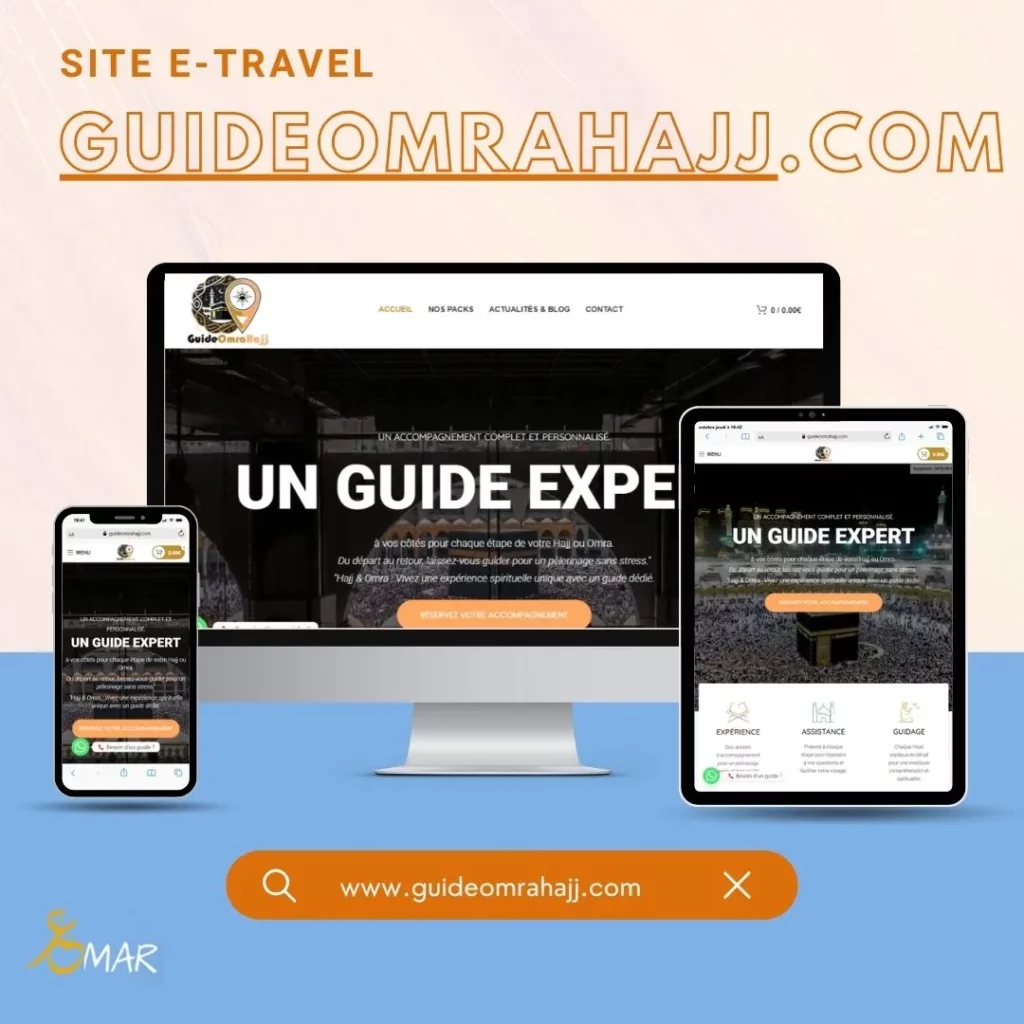 Site E-travel en freelance réservation en ligne d'un guide pour omra et hajj