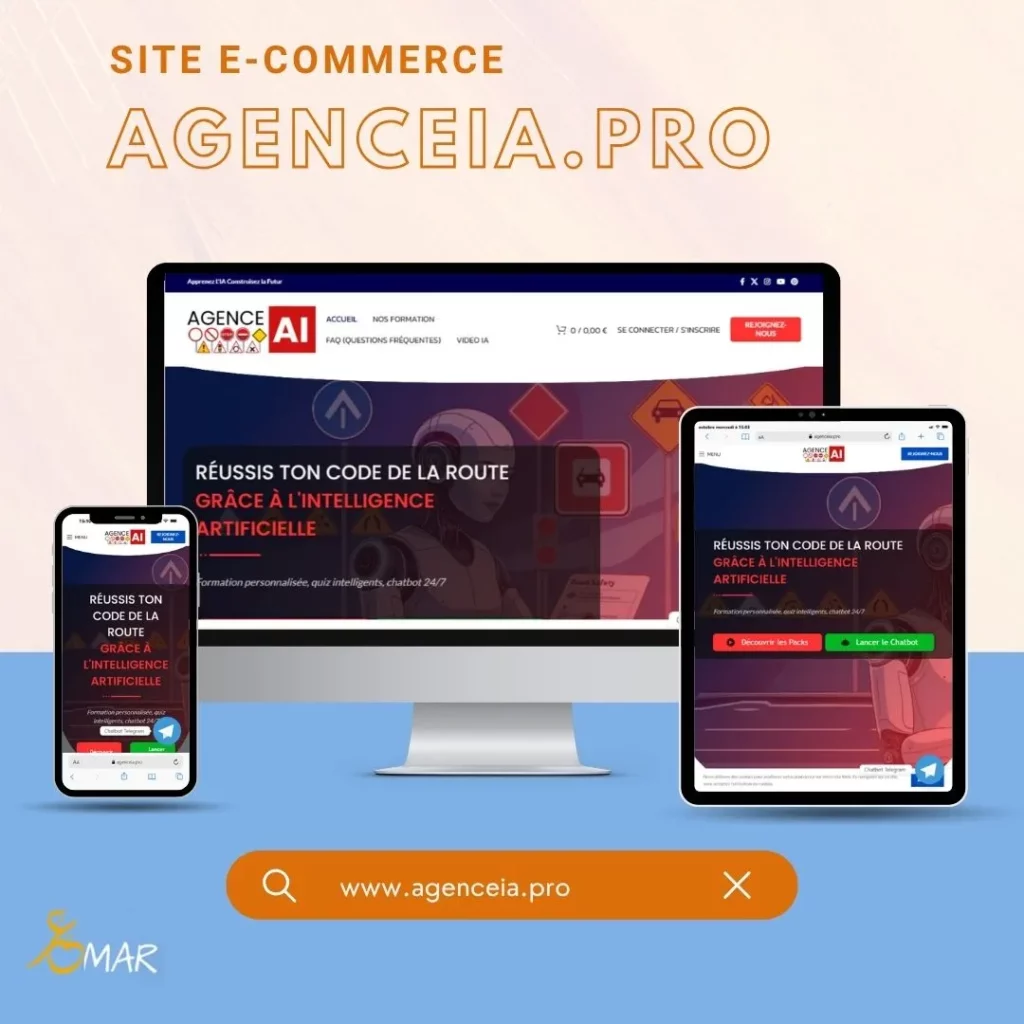 Site vente en ligne des cours et formation IA Web site freelance Tunisie et France