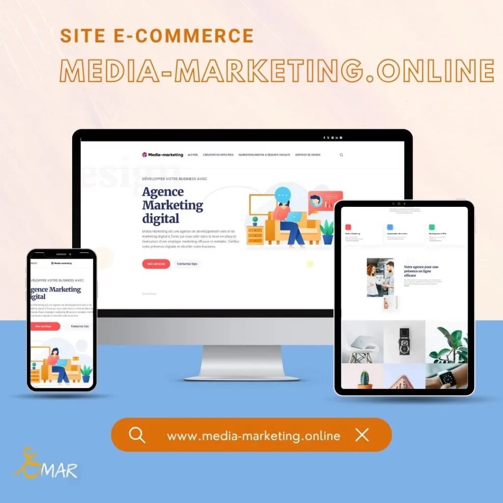 création Site agence marketing en Freelance site E-commerce vente de services web